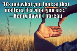 "It’s not what you look at that matters, it’s what you see.” – Henry David Thoreau