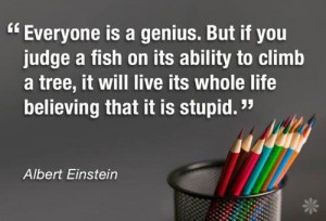Albert Einstein - everyone is a genius but if you judge a fish by its ability to climb a tree