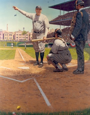 babe ruth points to set the target: hit the ball out of the park