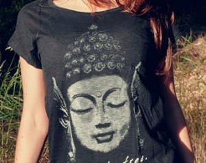 keep calm and om... buddha on t-shirt